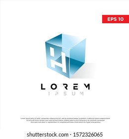 modern initial letter h in a cube logo. 3d icon, template design