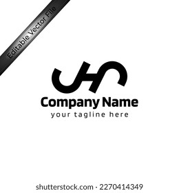 Modern initial letter H, H letter mark abstract design, monogram logo, black color on white background