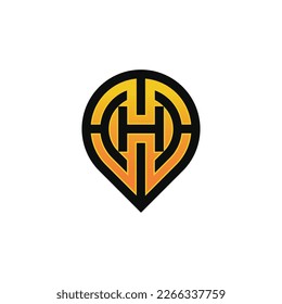Modern initial letter H pin location map logo