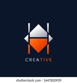 Letra inicial moderna Concepto de diseño vectorial del logotipo geométrico del poligón H Rhombus.