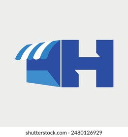 Letra inicial moderna H Tienda y logotipo del mercado. Icono de la tienda con letras H. Diseño gráfico de Ilustración vectorial.