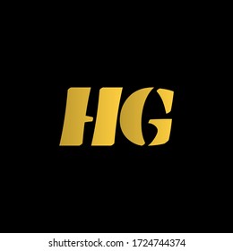 Modern Initial Letter HG Logo with gold gradient color and black background.