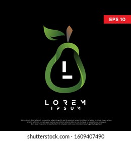 modern initial letter inside pear fruit logo. simple icon, template design