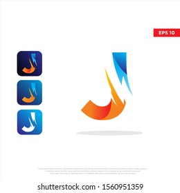 modern initial letter j electric logo. simple icon template design. isolated on white