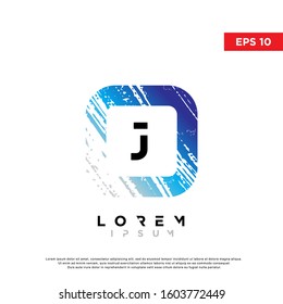 modern initial letter j grunge square logo. modern icon, template design