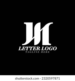 Moderner Anfangsbuchstabe JN-Logo-Linie mit kleinem weißem Rechteck