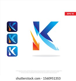 modern initial letter k electric logo. simple icon template design. isolated on white