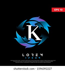 modern initial letter k feather logo. clean icon, template design