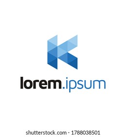 Diseño del logotipo de la letra inicial K moderna con un sencillo estilo de polos bajos de Triángulo Polígono