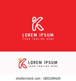 Modern initial letter K logo line vector, letter K minimalist logo design
