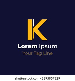 Línea moderna del logotipo K de la letra inicial