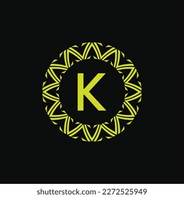 modern initial letter K natural ornament emblem frame medal logo