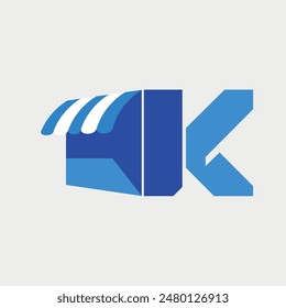 Letra inicial moderna K Tienda y logotipo del mercado. Icono de la tienda con letras K. Diseño gráfico de Ilustración vectorial.