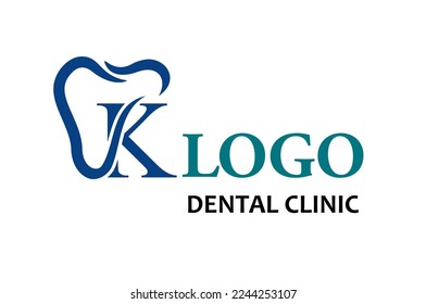 Modern Initial Letter K with Tooth Line art Style for Dental Health Care and Dental Clinic, Dentistry Business Logo Idea Template