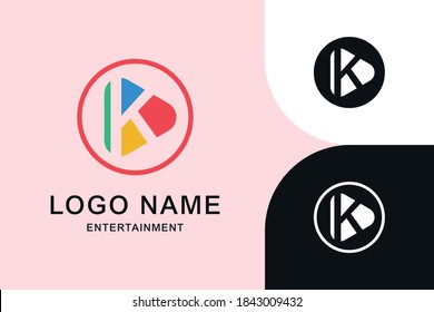 Moderna Plantilla de concepto de logotipo de icono K Video Media Play de letra inicial. Empresa de tecnología digital
