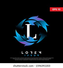 modern initial letter l feather logo. clean icon, template design