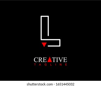 Modern initial letter L logo line with small red triangle