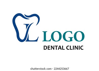 Modern Initial Letter L with Tooth Icon for Dental Health Care and Dental Clinic, Dentistry Business Logo Idea Template