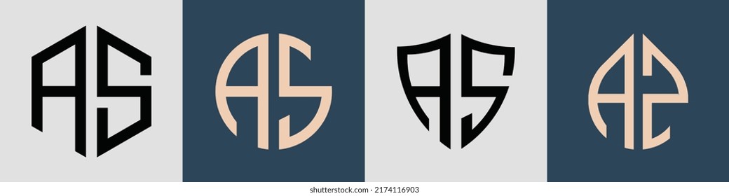 AS modern initial letter logo design vector bundle. It will be suitable for which company or brand name start those initial.