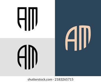 AM modern initial letter logo design vector bundle. It will be suitable for which company or brand name start those initial.