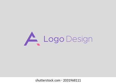 Modern Initial Letter A Logo. Purple and Red Geometric Shape isolated on Grey Background. Usable for Business and Branding Logos. Flat Vector Logo Design Template Element.