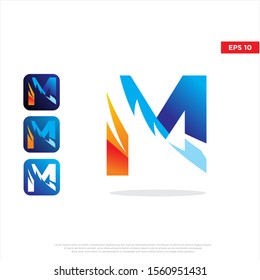 modern initial letter m electric logo. simple icon template design. isolated on white