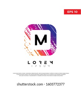 modern initial letter m grunge square logo. modern icon, template design