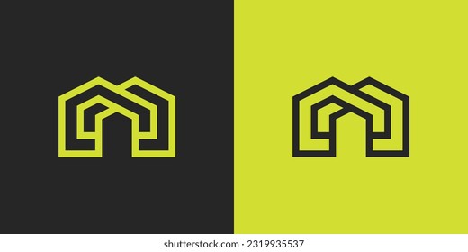 letra inicial moderna logotipo de la arquitectura de la casa M