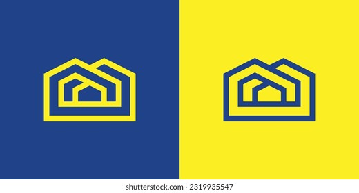 letra inicial moderna logotipo de la arquitectura de la casa M