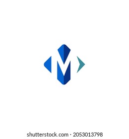Modern initial letter M logo media with blue colour