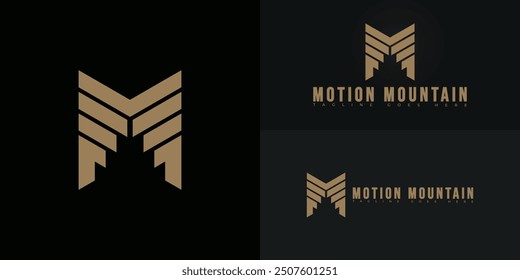 Letra inicial moderna M o MM en color dorado aislado en múltiples colores de fondo. El logotipo es adecuado para Plantillas de inspiración de diseño de logotipo de marca de ropa de aventura.