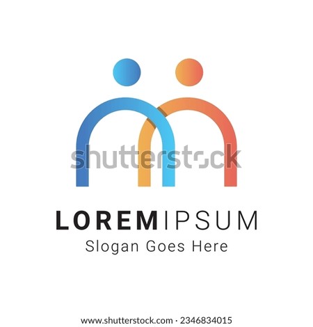 Modern Initial Letter M with Person Human People Icon Logotype Abstract M with Person Meetup 
