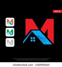 modern initial letter m real estate logo. simple icon template design