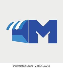 Modern Initial Letter M Shop und Market Logo. Store-Symbol mit dem Schriftzug M. Vektorillustration Grafikdesign.