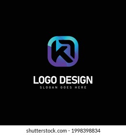 Moderna marca de letra inicial ka diseño del logo sobre fondo negro