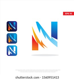 modern initial letter n electric logo. simple icon template design. isolated on white