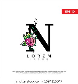 modern initial letter n floral logo. simple icon, template design