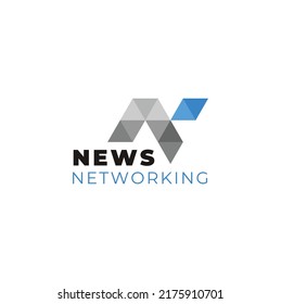 Diseño del logotipo de la letra inicial N moderna con un sencillo estilo de polos bajos del Triángulo del Polígono