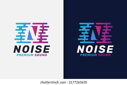 Modern Initial Letter N Logo Design with Noise Surround Sound Concept.