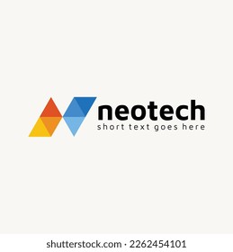Modern Initial Letter N logo design with simple Triangle Polygon low poly style