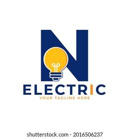 Modern Initial Letter N Smart Light Bulb Logo Design Vector Graphic Icon Template