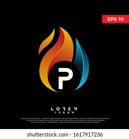 modern initial letter p fire logo. simple icon, template design
