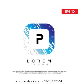 modern initial letter p grunge square logo. modern icon, template design