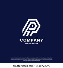 monograma moderno de diseño del logotipo P de la letra inicial.