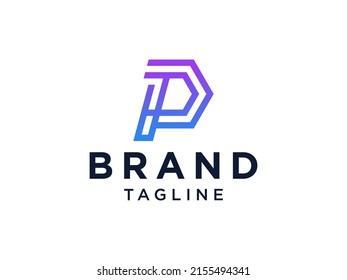 Modern Initial Letter P Logo. Blue Geometric Shape isolated on White Background. Usable for Business and Branding Logos. Flat Vector Logo Design Template Elements.
