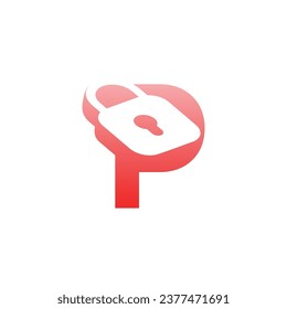 modern initial letter P padlock logo