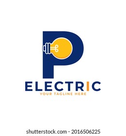 Modern Initial Letter P Smart Light Bulb Logo Design Vector Graphic Icon Template