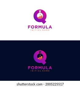 Modern initial letter Q formula botlle lab logo. simple icon, template design