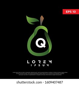modern initial letter q inside pear fruit logo. simple icon, template design