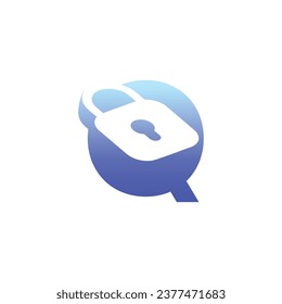 modern initial letter Q padlock logo
